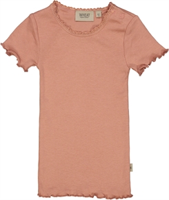 Wheat Rib T-Shirt Lace SS - Cameo brown